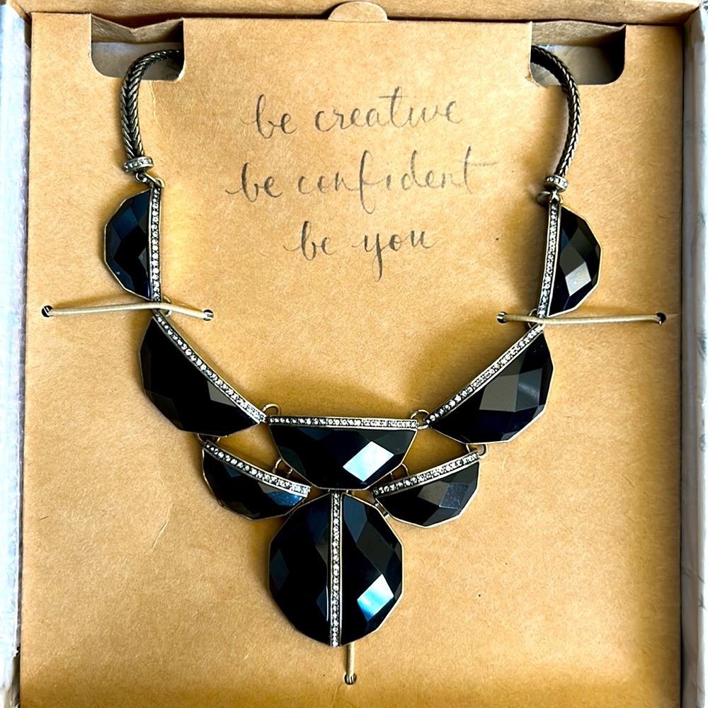 Black & diamond ( not real ) Statement Necklace